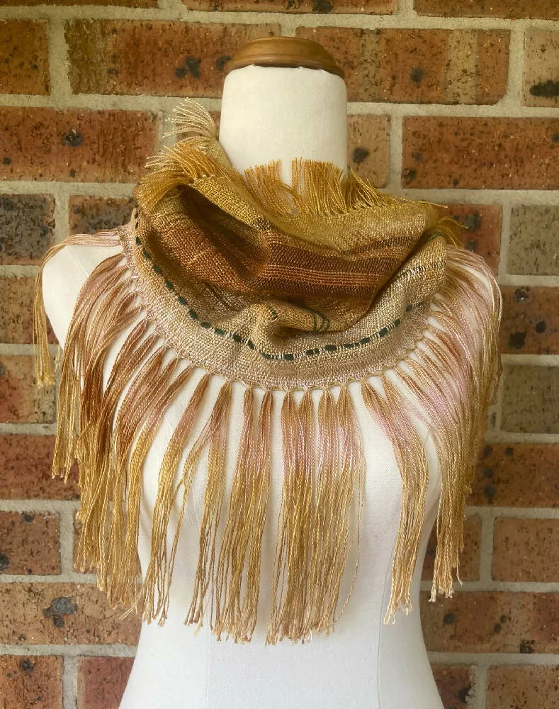 Cowl / infinity scarf - handwoven and hand-dyed - tencel/cotton