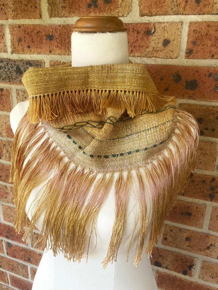 Cowl / infinity scarf - handwoven and hand-dyed - tencel/cotton