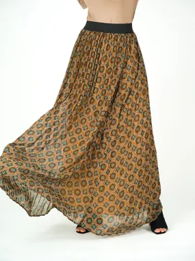 Dark mustard Moroccan print maxi skirt