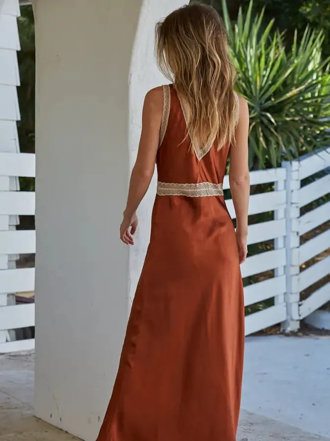 Woven Satin Maxi Slip Dress