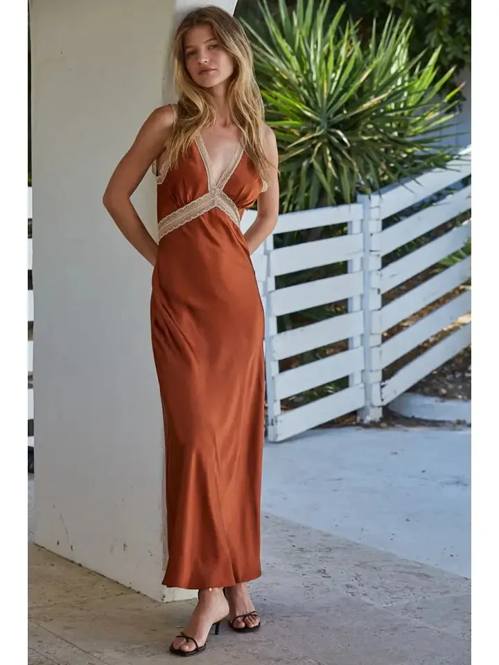 Woven Satin Maxi Slip Dress